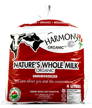 Unhomogenized Organic Nature's Whole Milk 4 Litre Bag